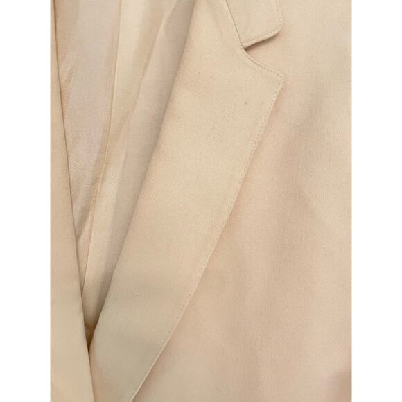 Vintage Brian Tucker Women Blazer Size 12 Cream Wool Double Breasted Preppy FLAW - Picture 5 of 12